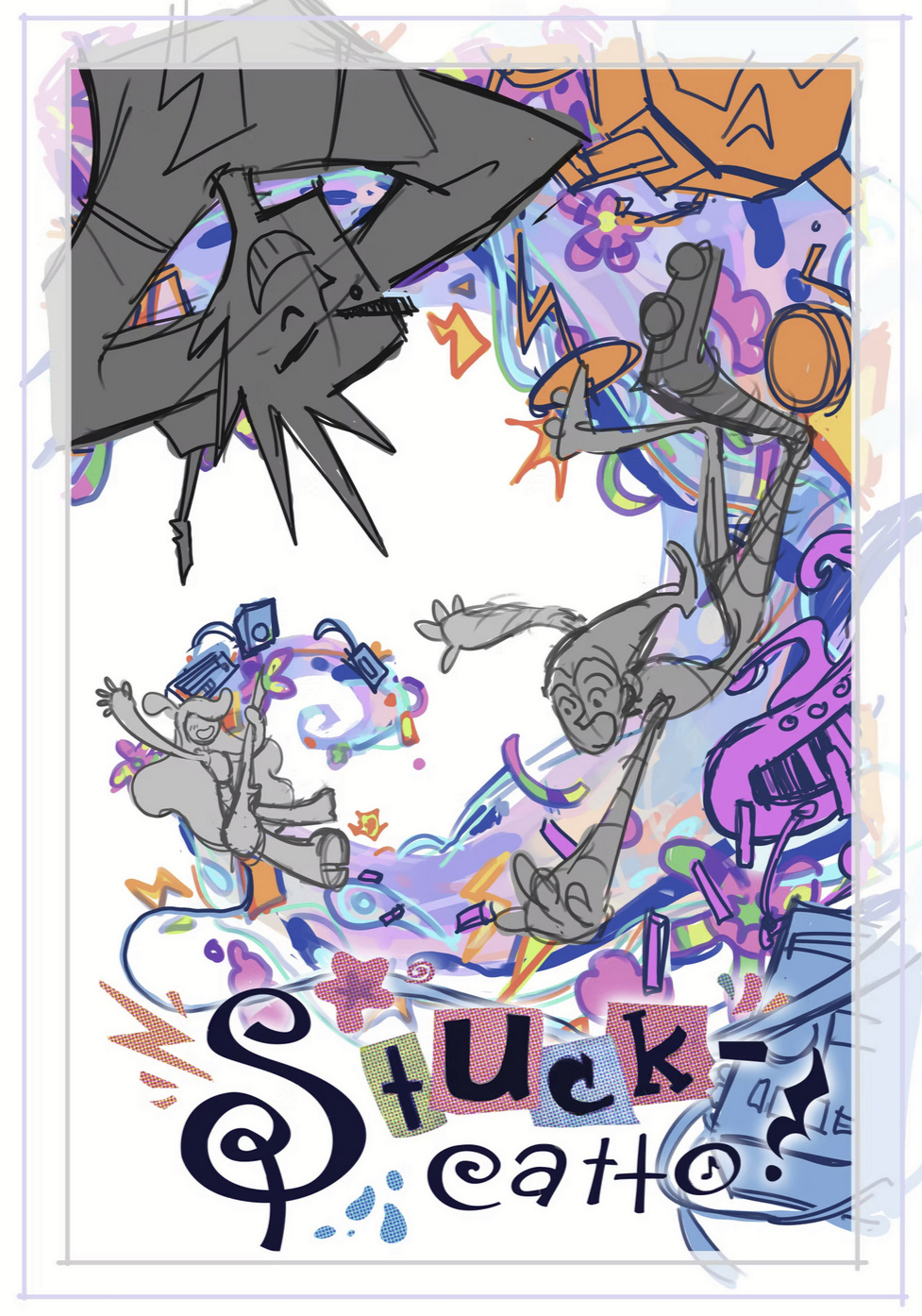 Stuck-catto! - rough poster